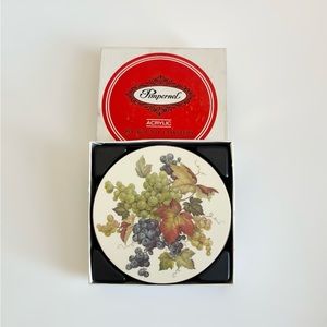 NIB 6pc Vintage Pimpernel Acrylic Vineyard Grape Cluster England Round Coasters